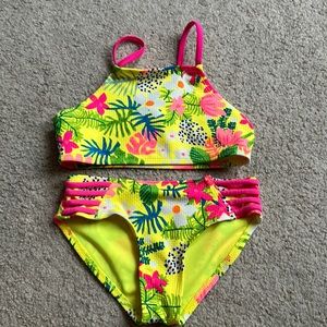 Girls Bright Floral Swimsuit - Sz S